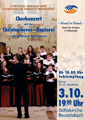 3. Oktober 2013 ab 19.00 Uhr Chorkonzert mit der Christophorus - Kantorei